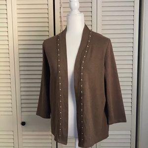 Rafella Heather Brown Open Front Cardigan With studs Medium